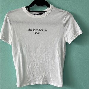 Zara White Art-Inspired Graphic T-Shirt